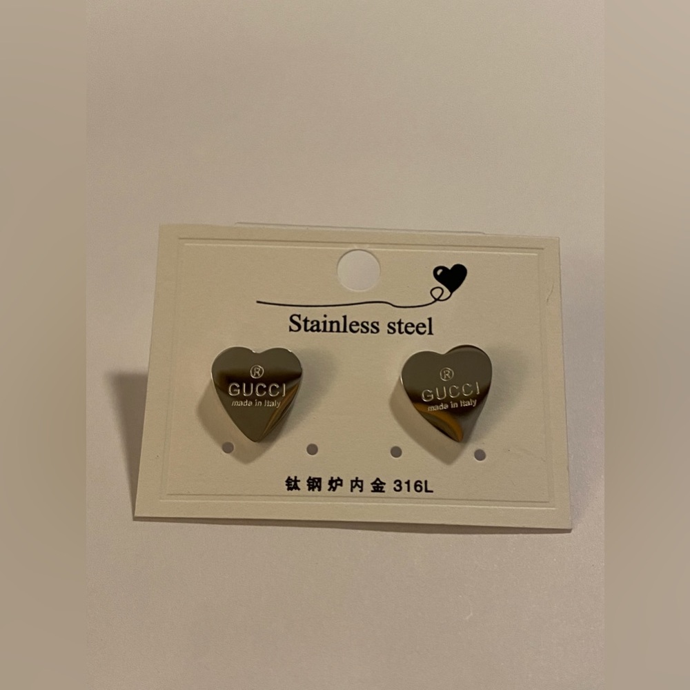 Silver Heart Gucci Earrings - COPIES